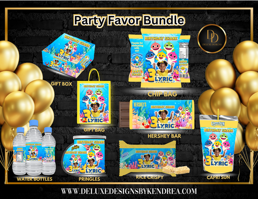 Baby Shark Inspired Editable Party Favor Bundle