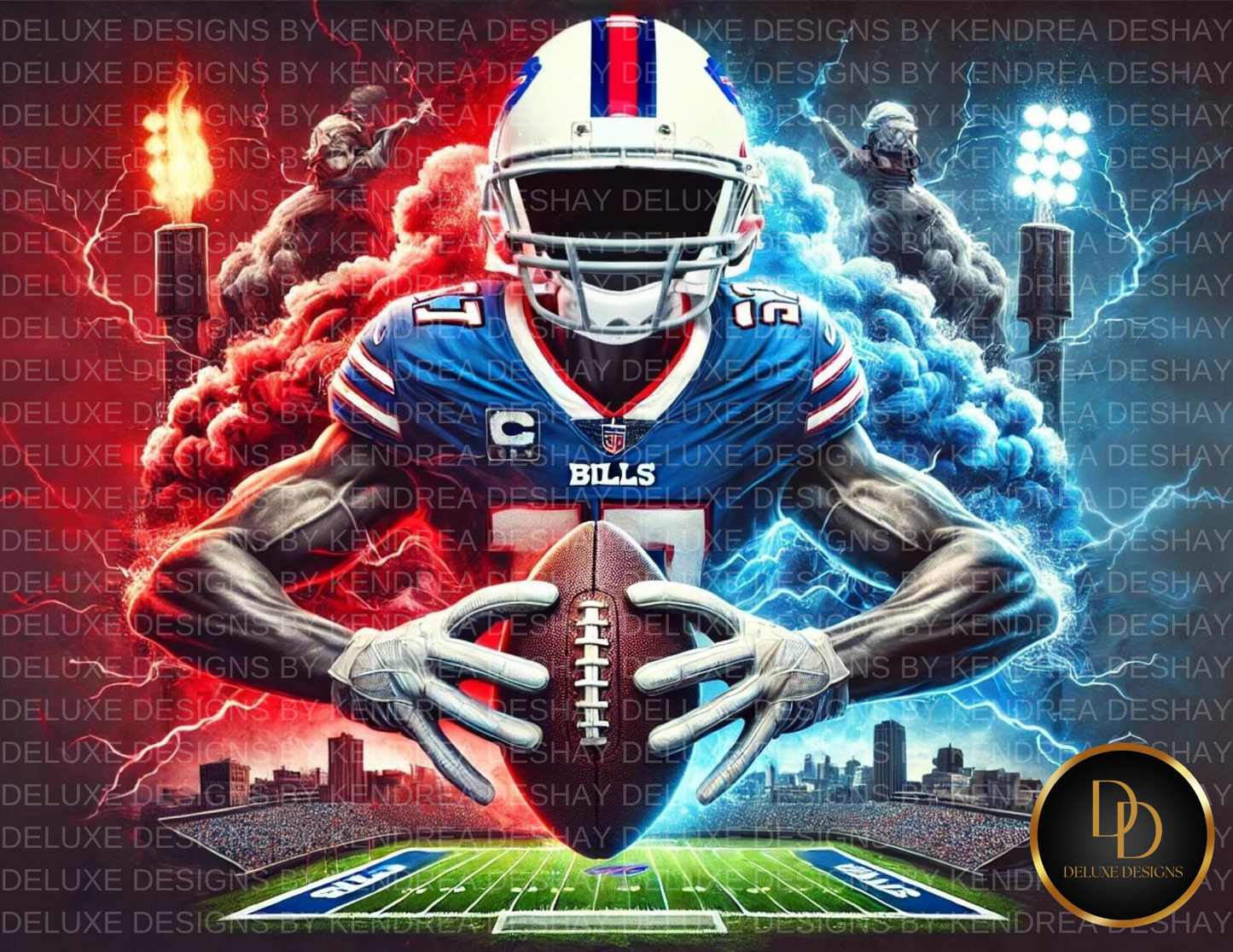 Ultimate NFL Team AI Art Bundle: 32 Vibrant Cityscape Football Player Illustrations for Every NFL Team