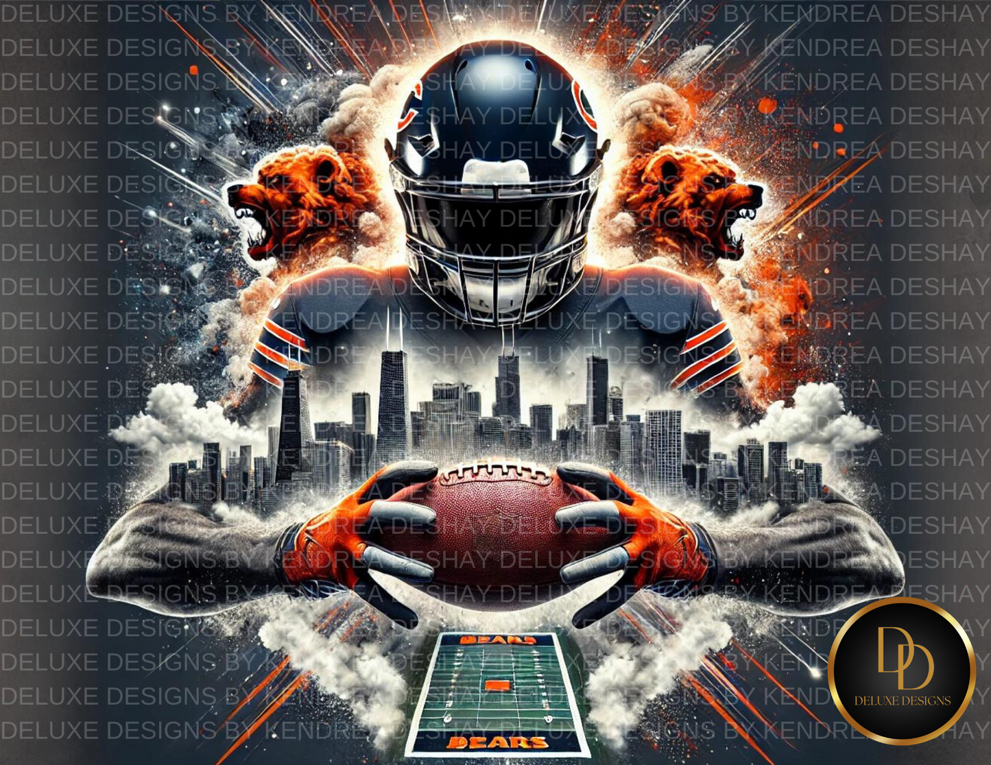 Ultimate NFL Team AI Art Bundle: 32 Vibrant Cityscape Football Player Illustrations for Every NFL Team