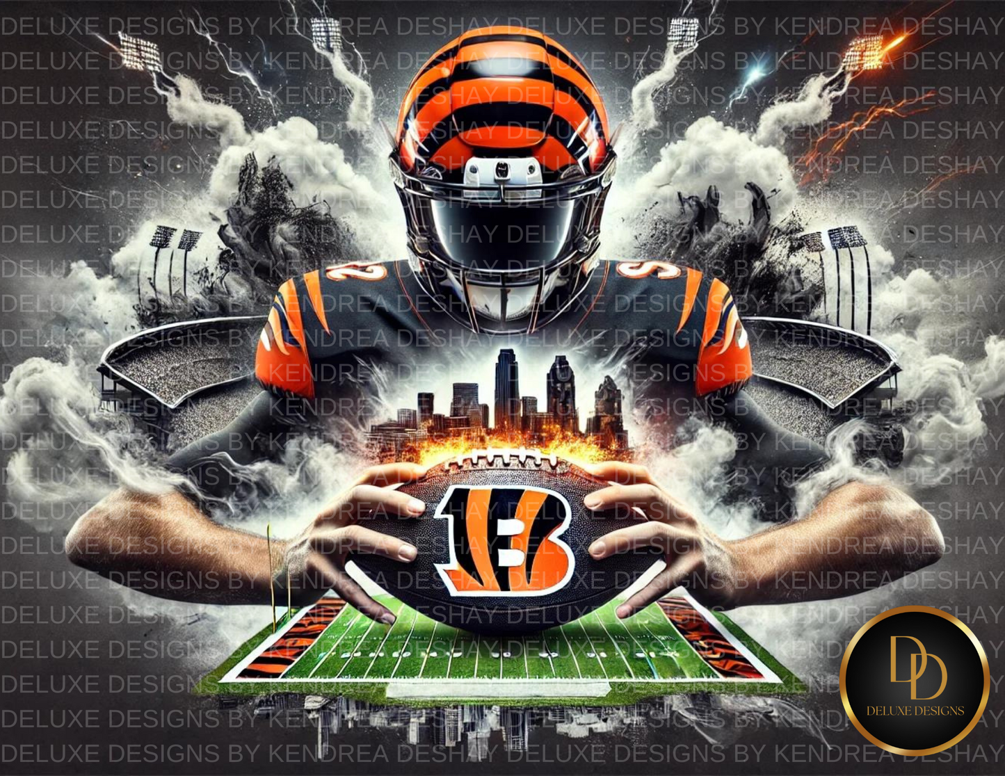 Ultimate NFL Team AI Art Bundle: 32 Vibrant Cityscape Football Player Illustrations for Every NFL Team