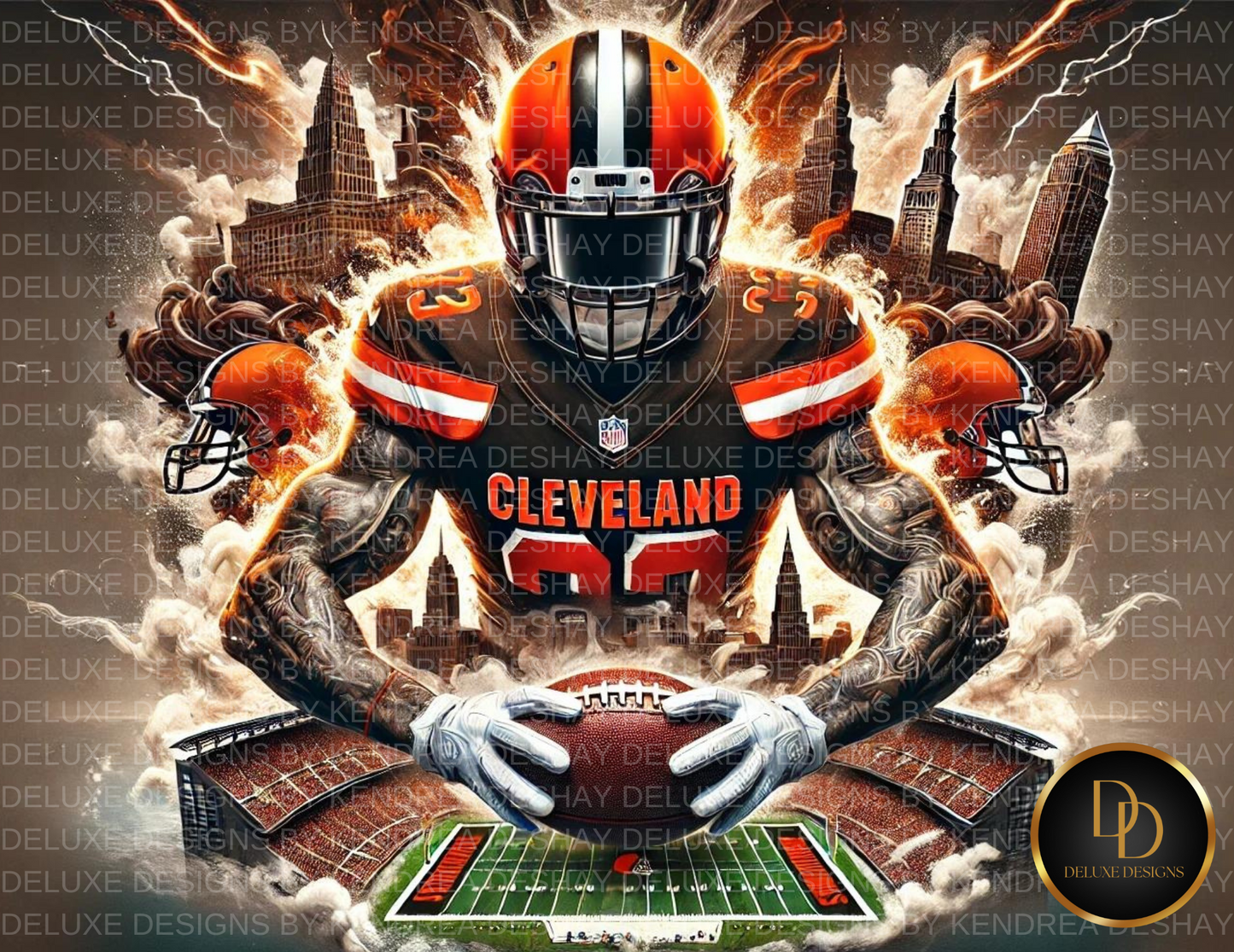 Ultimate NFL Team AI Art Bundle: 32 Vibrant Cityscape Football Player Illustrations for Every NFL Team