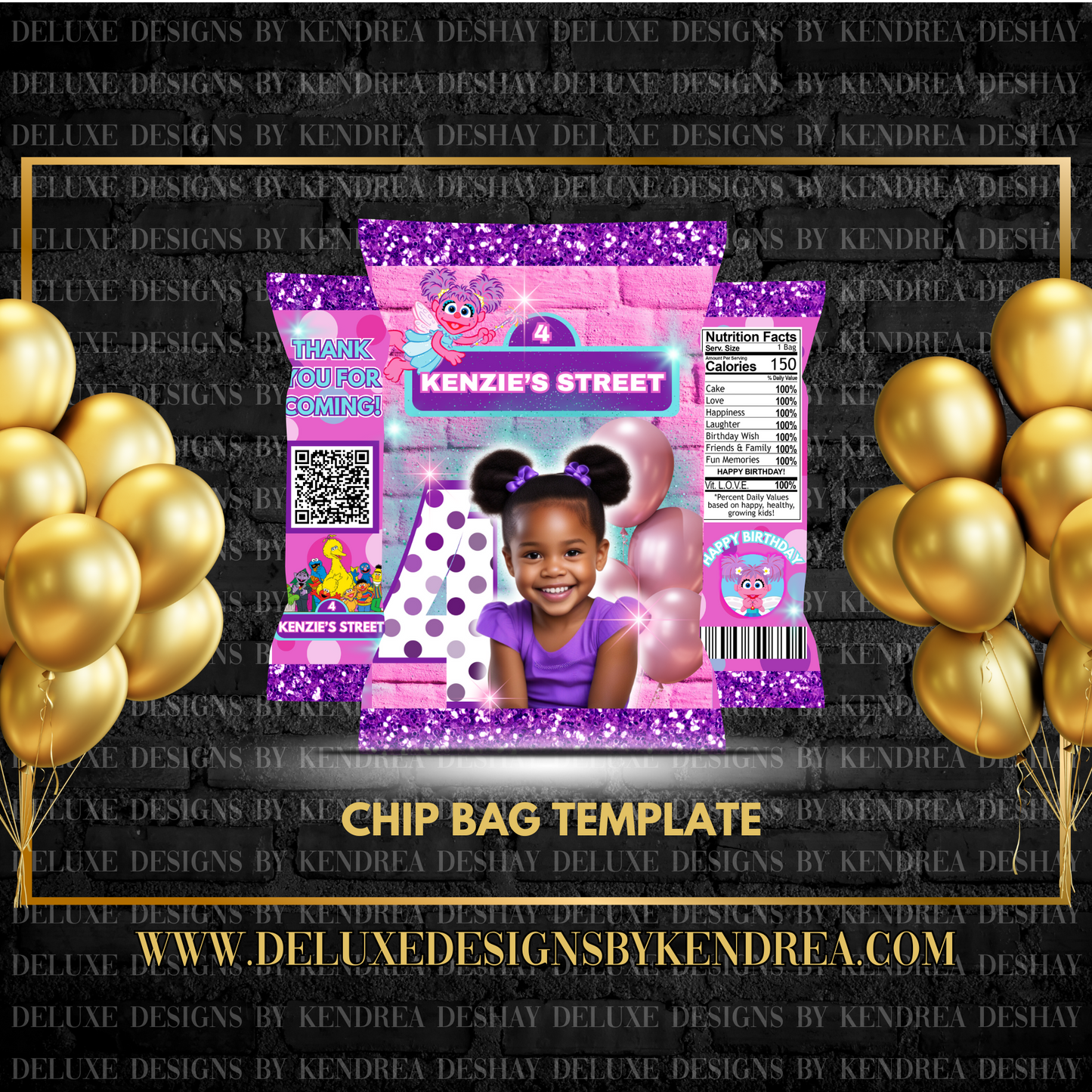 Abby Cadabby Editable Chip Bag Party Favor Template