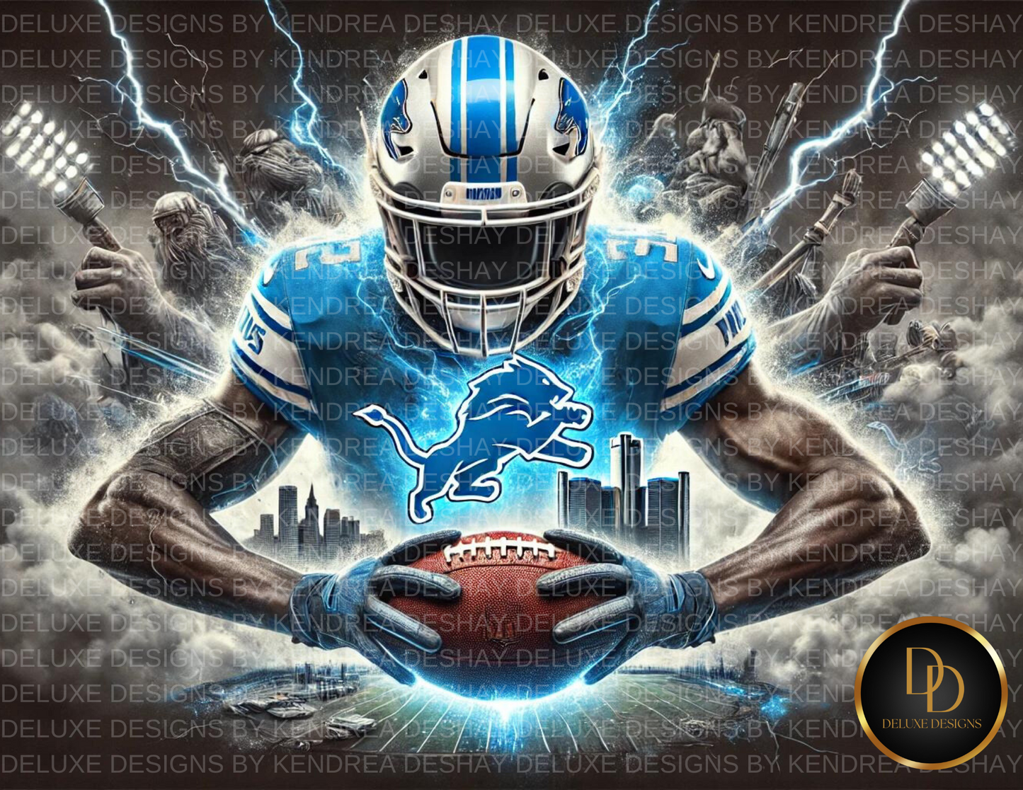 Ultimate NFL Team AI Art Bundle: 32 Vibrant Cityscape Football Player Illustrations for Every NFL Team