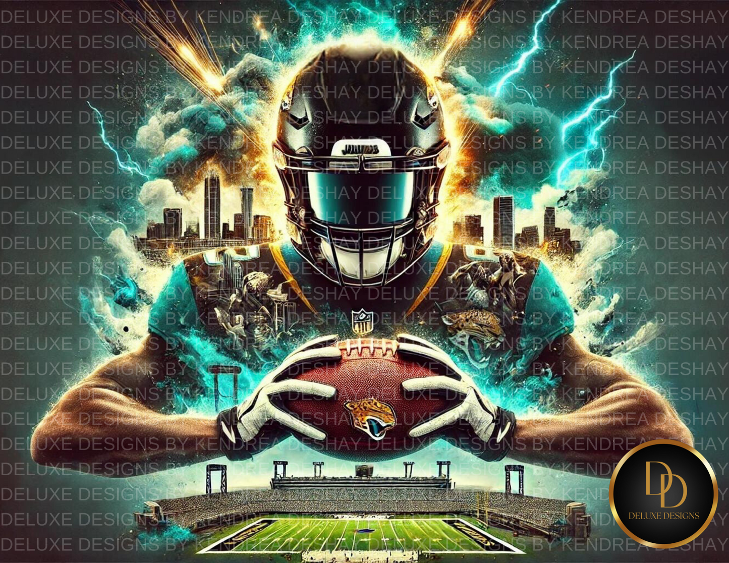 Ultimate NFL Team AI Art Bundle: 32 Vibrant Cityscape Football Player Illustrations for Every NFL Team