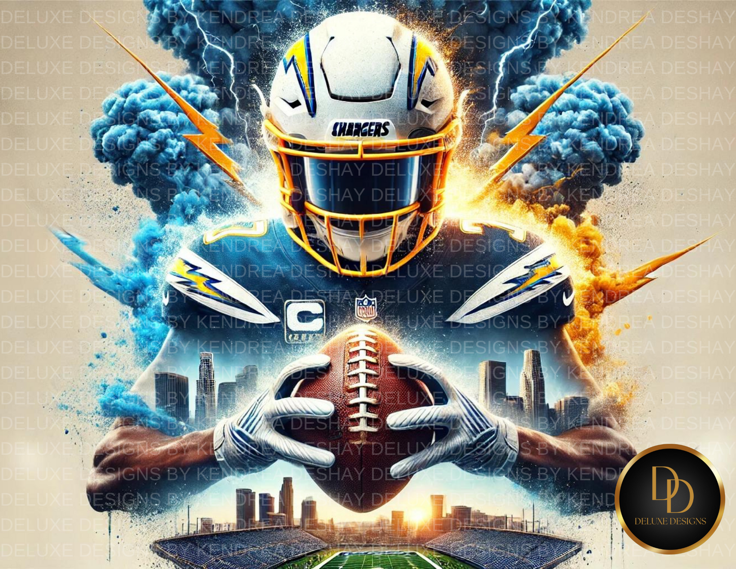 Ultimate NFL Team AI Art Bundle: 32 Vibrant Cityscape Football Player Illustrations for Every NFL Team