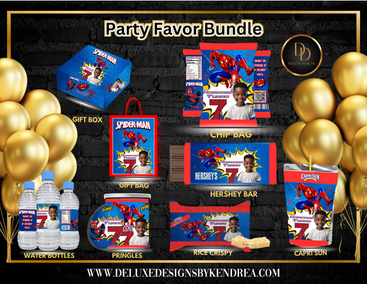 Spiderman Inspired Editable Party Favor Bundle