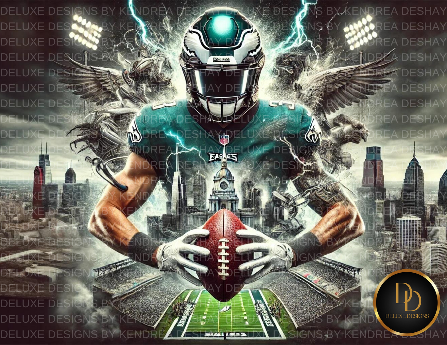 Ultimate NFL Team AI Art Bundle: 32 Vibrant Cityscape Football Player Illustrations for Every NFL Team