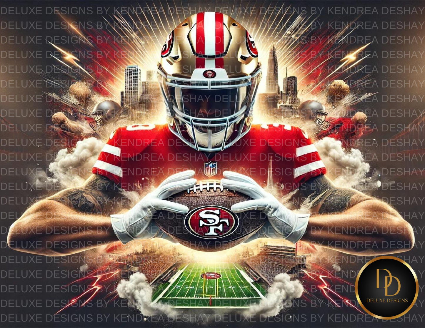 Ultimate NFL Team AI Art Bundle: 32 Vibrant Cityscape Football Player Illustrations for Every NFL Team